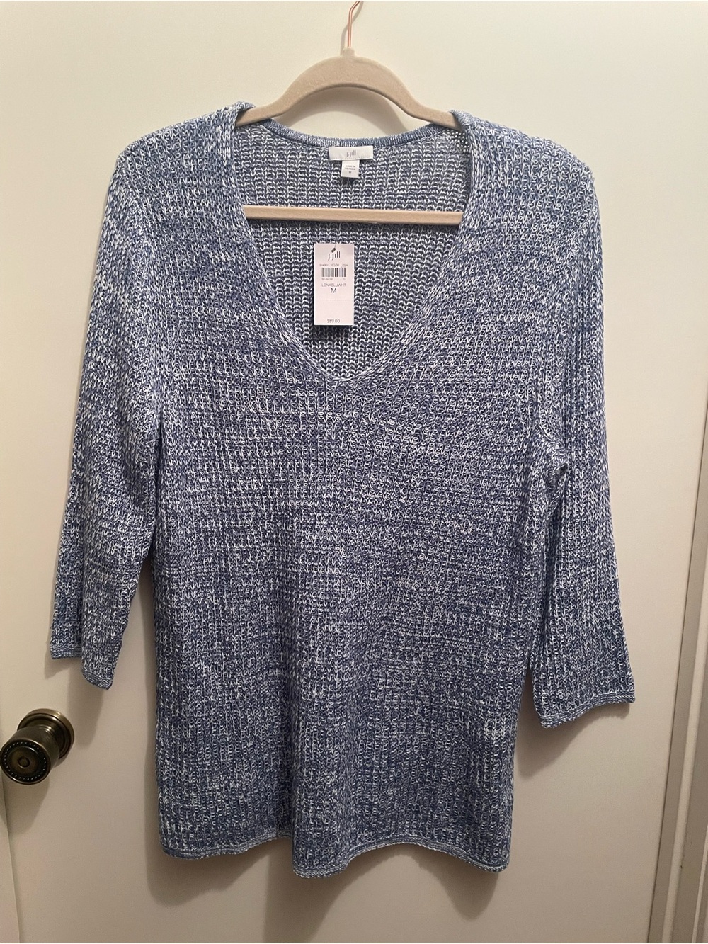 J. Jill Blue Marled V-Neck Sweater